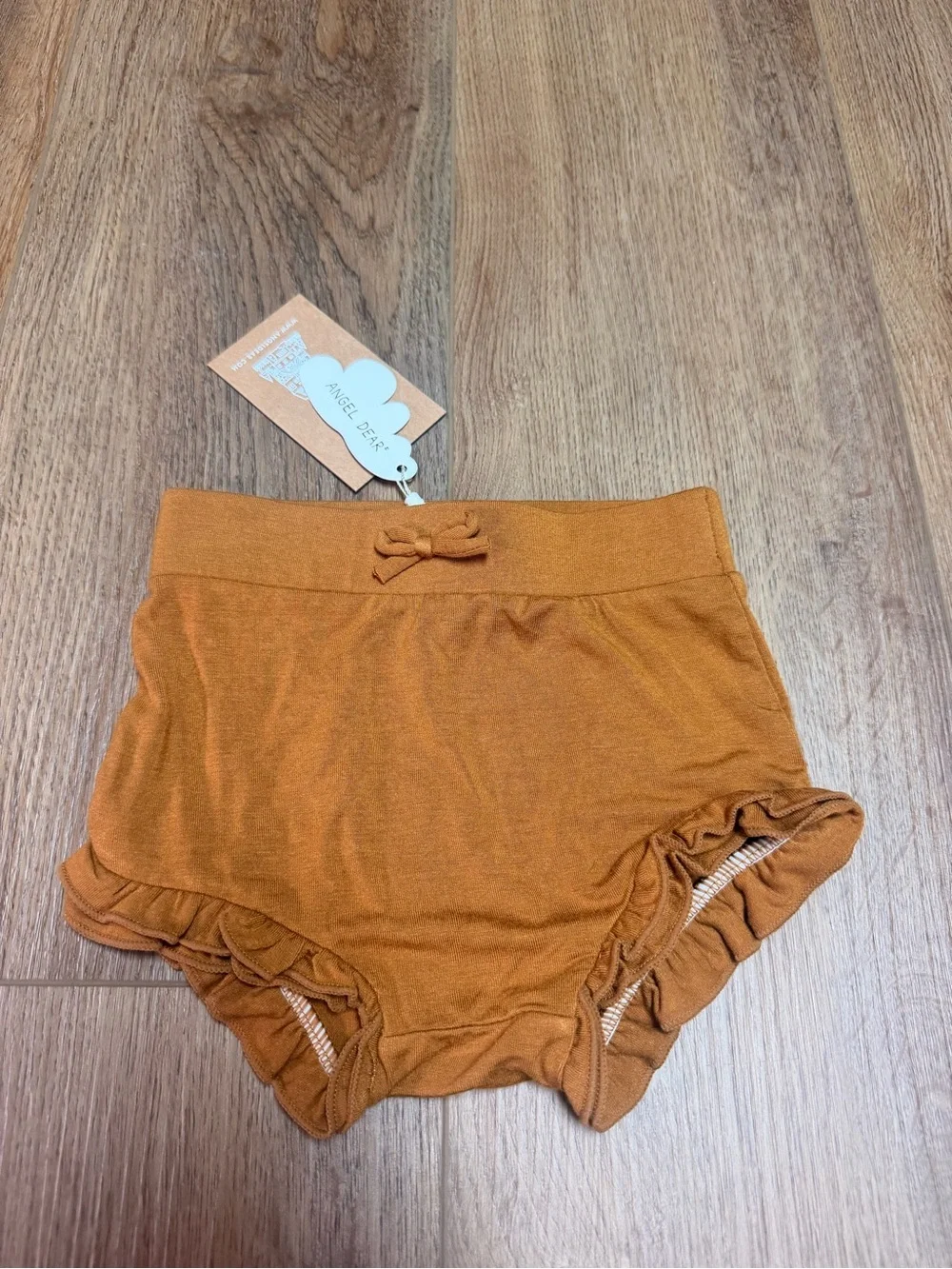 Angel Dear Ruffle Baby Bummies Bloomers Camel Brown Bamboo 12-18M NWT Boutique
